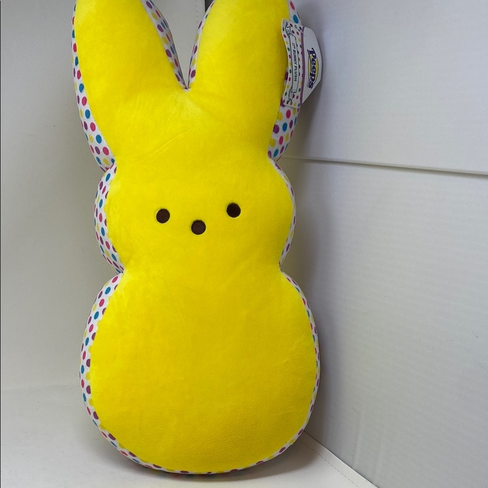 Peeps  Yellow  Plush Stuffed  Easter Bunny w/ Rainbow Polka Dots Peep 17”
